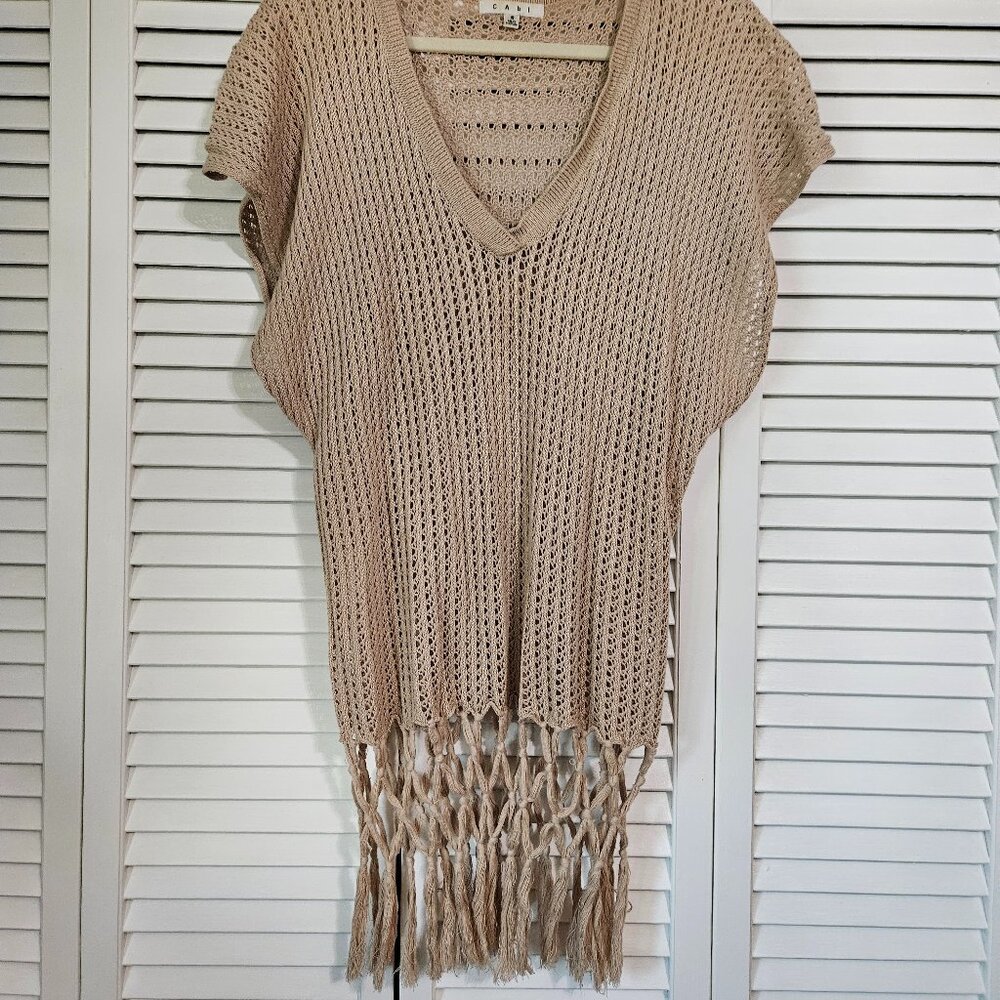 CAbi pullover fringe sweater - size S